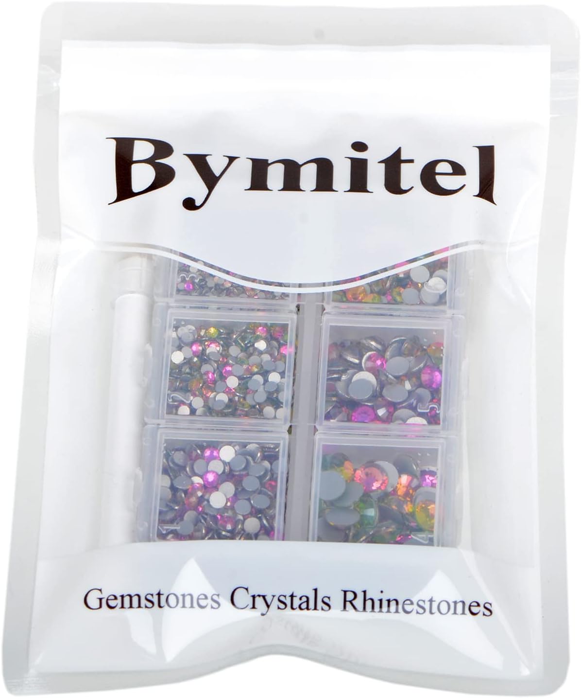 5000Pcs Art Nail Rhinestones Non Hotfix Non-Magnetic Glue Fix Round Crystals Glass Flatback for DIY Jewelry Making with one Picking Pen (6-Sizes 5000PCS, Golden Rose)