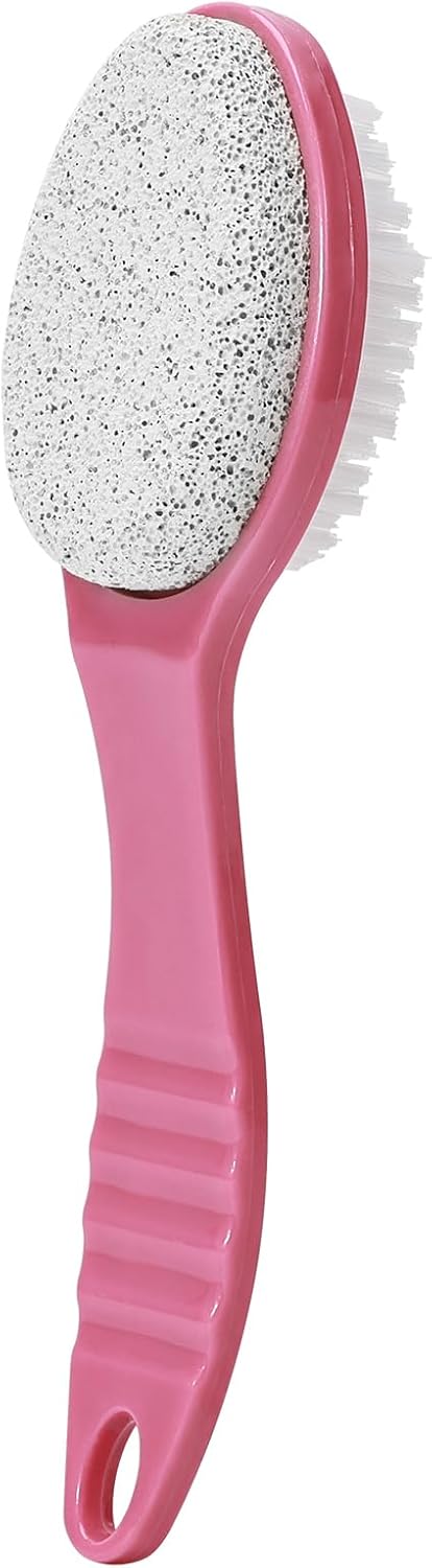 Foot Callus Remover, Double-Sided Pumice Stone Brush for Feet (Rose Pink, 1 Pack)