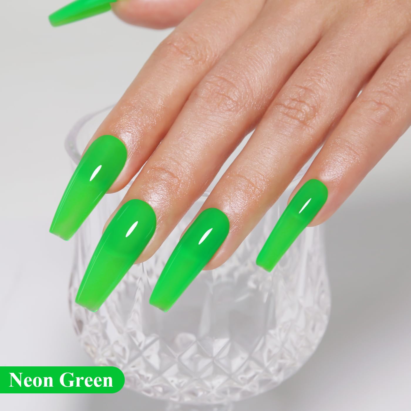 Imtiti Neon Gel Nail Polish, Neon Green Gel Polish High Gloss Soak Off UV LED Nail Gel Polish Spring Summer Art Manicure Salon DIY Design 10ML