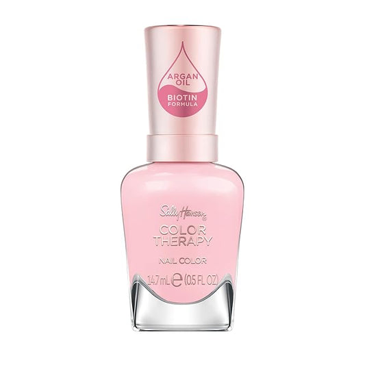 Sally Hansen Color Therapy Nail Polish | Biotin, Argan Oil, Long Lasting, Healthy Nails, Nail Strengenther, Sheer| 537 Tulle Much| Ivory Pink Nail Color