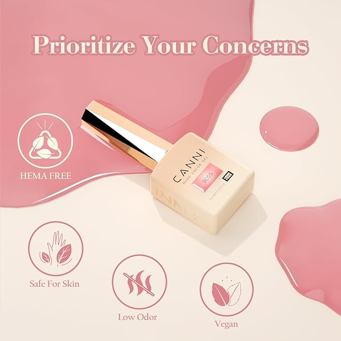 CANNI Jelly Gel Nail Polish Set – 6 Sheer Nude Shades (Pink, Brown, Transparent), 9ML Each, HEMA-Free Soak Off UV LED Gel for Natural-Look Manicure