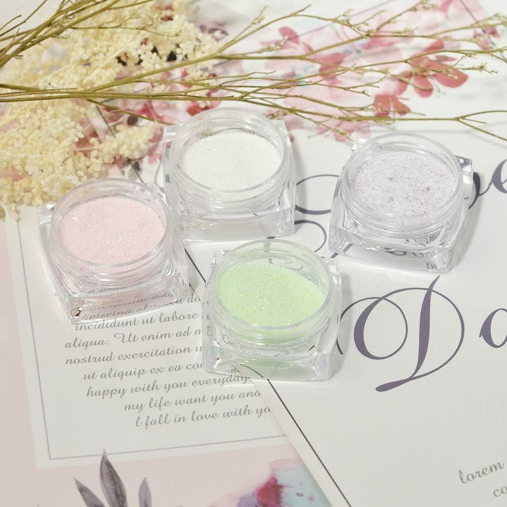 12 Bottles Nail Art Glitter Sugar Powder Holographic Shining Sugar Nail Glitter Nail Art Decoration DIY Crafts