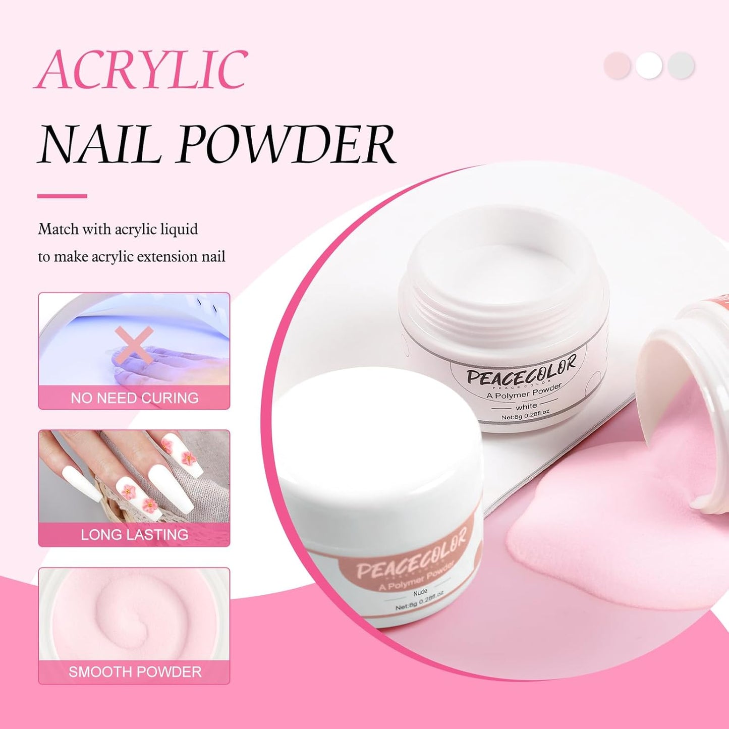 Acrylic Nail Kit with Drill and U V Light, Professional Acrylic Nail Kits with Everything 3PC Powder 24PC Glitter 200Pcs Nail Tips Nails Art Decoration DIY Home Salon