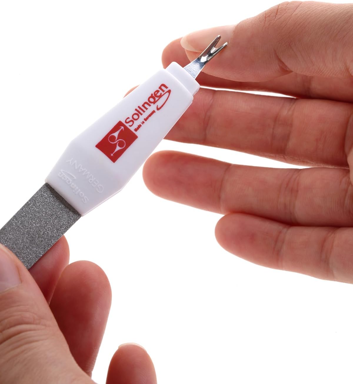 Solingen Germany 2-in-1 Nail File & Cuticle Trimmer | Stainless Steel Sapphire Fingernail & Toenail File for Manicure & Pedicure | Durable Professional Tool