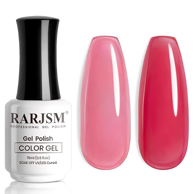 RARJSM Nude Gel Nail Polish Cherry Pink Sheer Neutral Skin Tone Color Ice Jelly Clear Pink Gel Polish Transparent Nail GelPolish Soak off UV LED Cured for Home Salon DIY Manicure 15ml Single Bottle