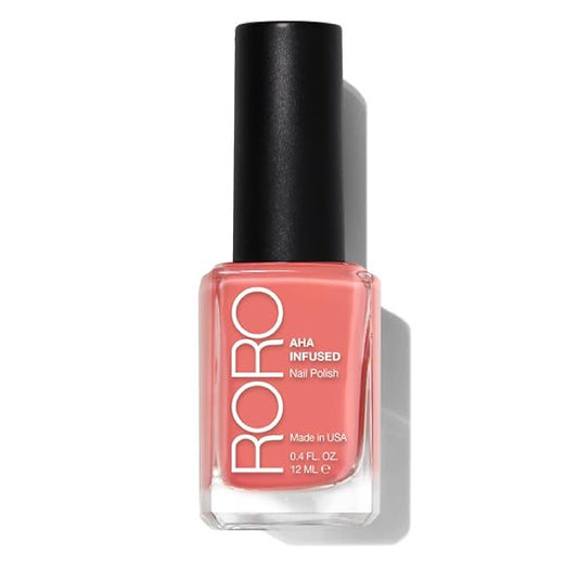 roro AHA Infused 21+ Free Nail Polish - Chip-Resistant High-Impact Nail Color Lacquer Made in the USA, Vegan/Cruelty-Free, Gluten-Free, Dream-Sicle, Light Coral, .4Fl Oz/12mL