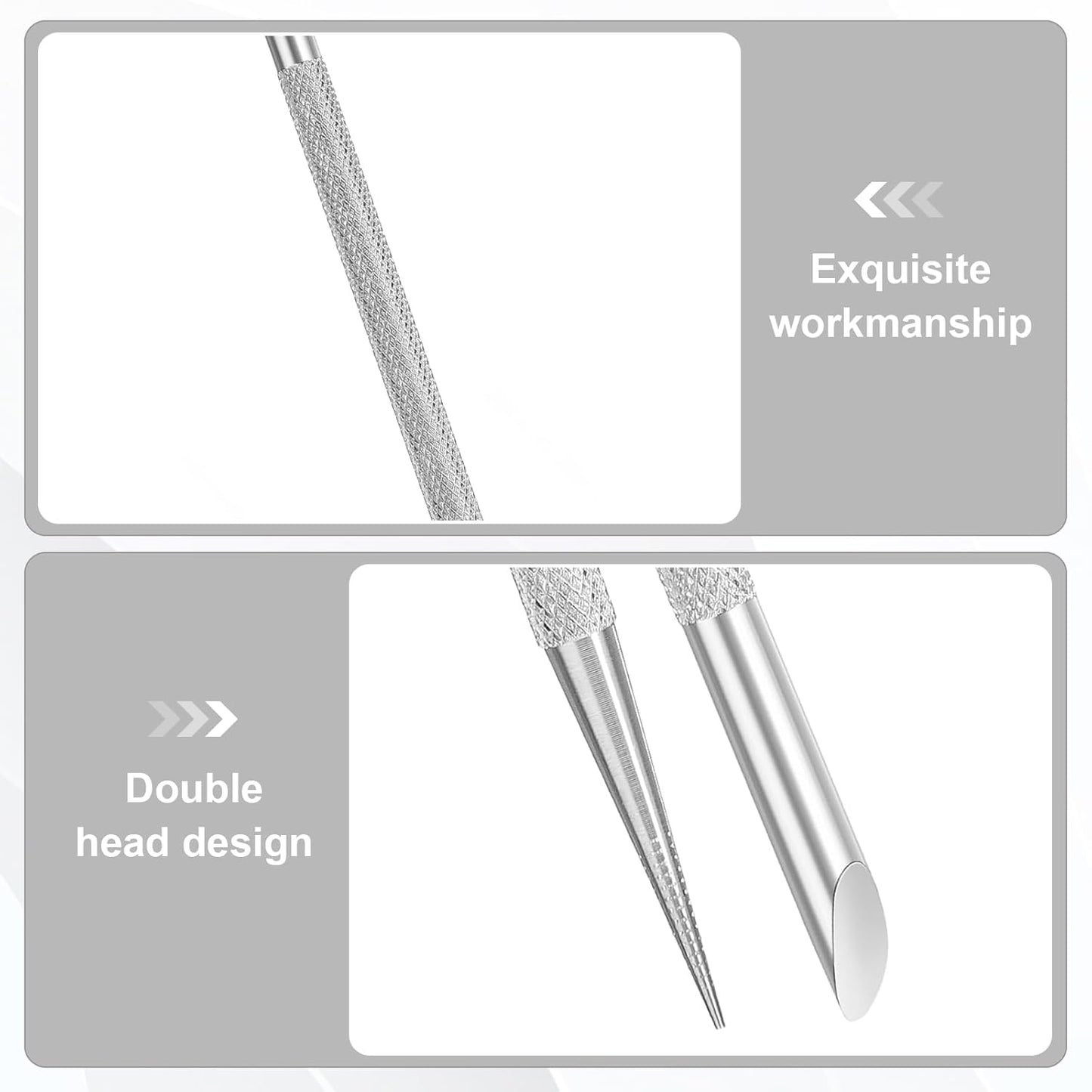 2Pcs Nail Cleaning Cuticle Stick Tool, Stainless Steel Cuticle Pusher, Nail Polish Remover tool, Professional Pedicure Nail Art Care Portable Nail Cleaner for Fingernails Toenails Manicure