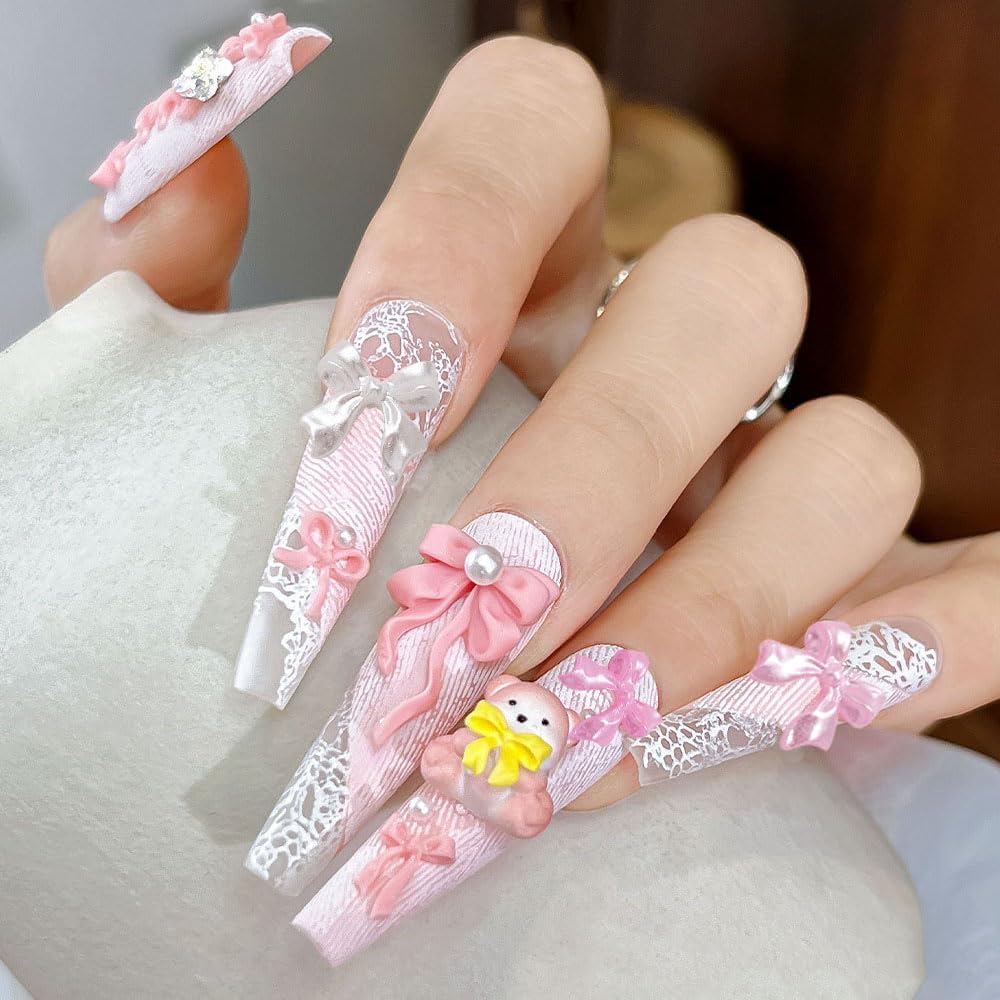 100PCS Bow Nail Charms, 3D Cute Colorful Bow Colorful Aurora Flat Back Manicure Decorations for Nail Jewelry DIY Crafts