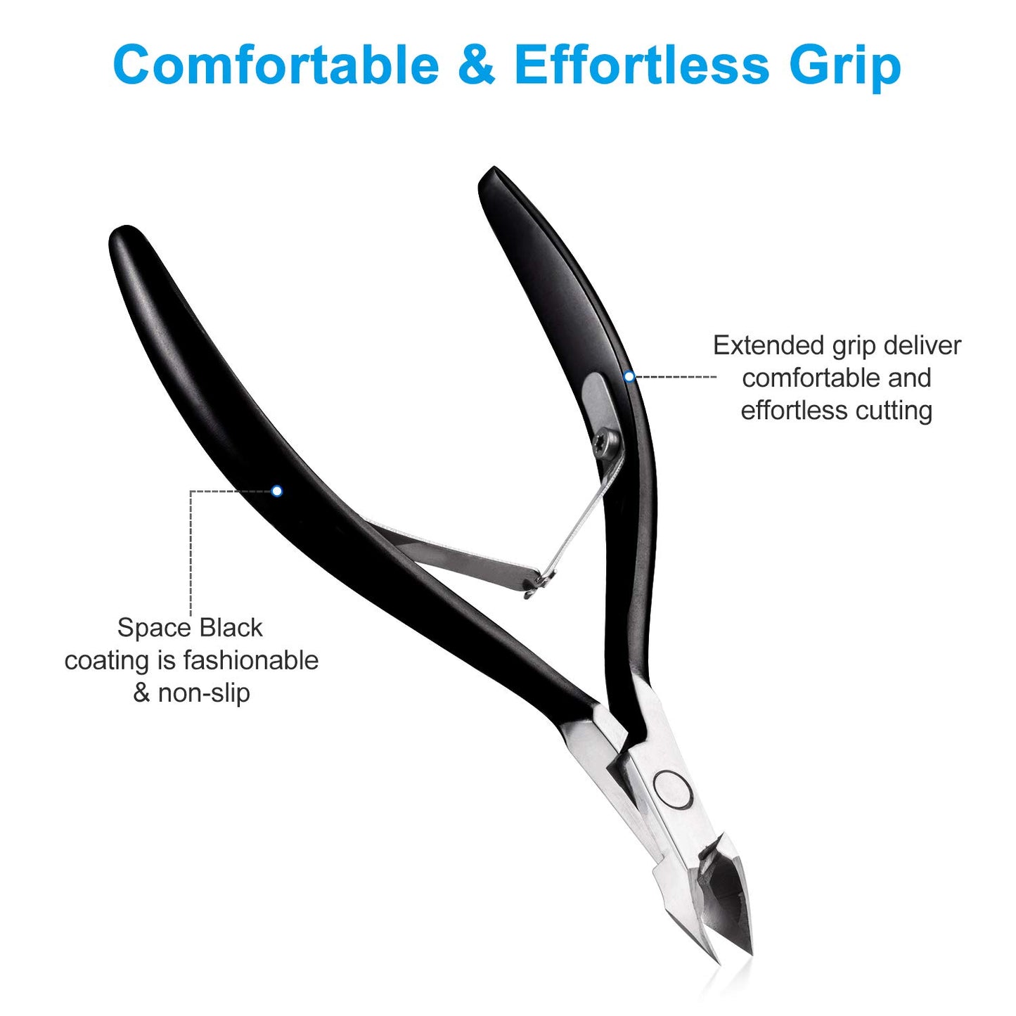 Cuticle Nippers Cuticle Trimmer Remover Clippers Stainless Steel Cutter Extremely Sharp Scissors Manicure Tool Nail Care, opove X7 Black