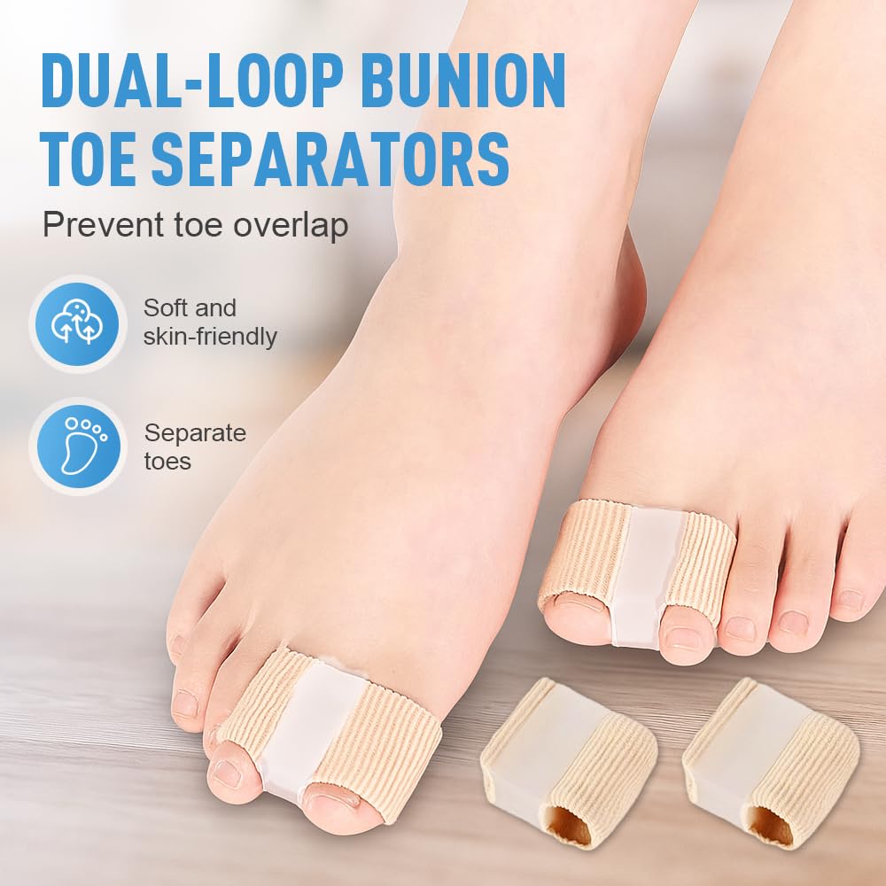 Toe Separators for Overlapping Toes, 2025 New Multifunctional Gel Toe Spacers Corrector with 2 Loops, PremiumToe Straightener for Women and Men Foot Care Tool (12 Pcs, S)