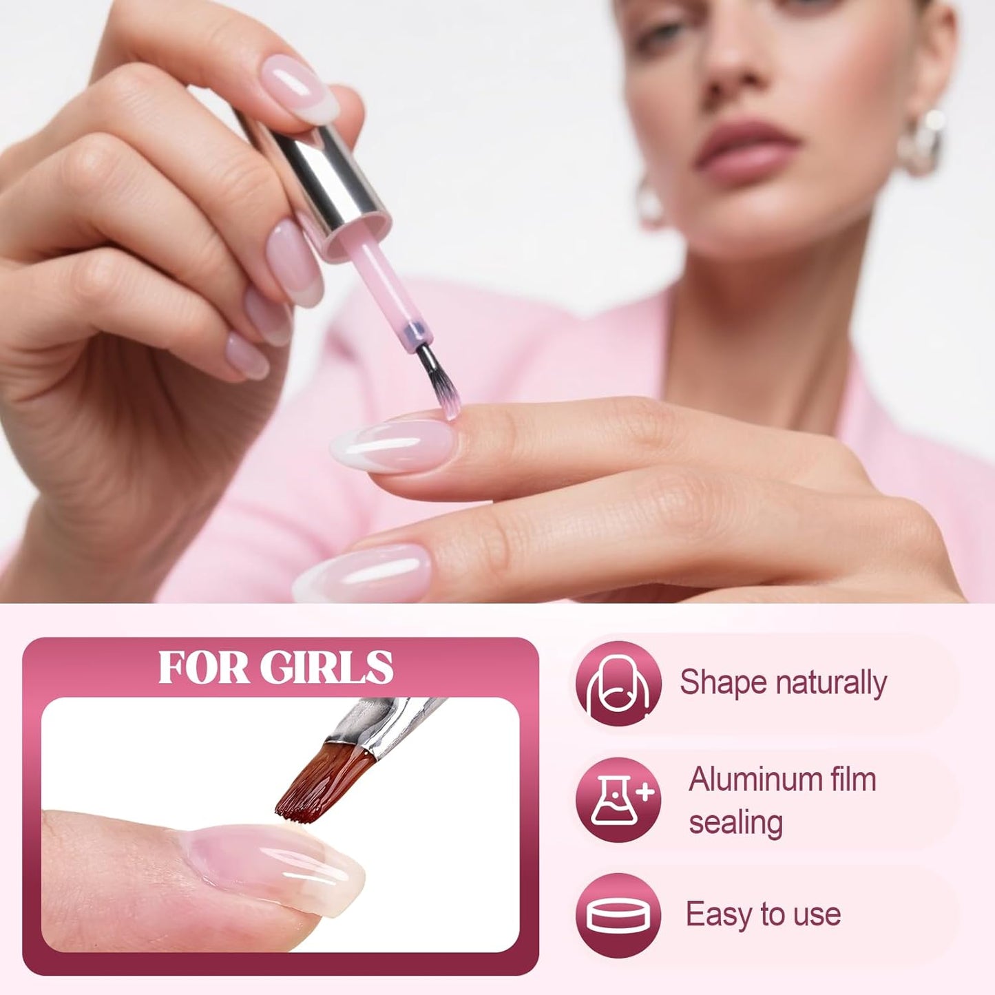 2-In-1 Self-Leveling Nail Gel for Builder, Multi-Purpose Nail Repair Gel for Damaged Nails, Cracked Nail Repair Kit for Split Nails, Easy & Quick to Fix Strengthening Broken Nails for Women (2pcs)