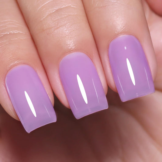 Imtiti Jelly Gel Nail Polish, Light Purple Sheer Jelly Nail Gel Polish Soak Off UV LED Spring Summer Translucent Art Manicure Salon DIY Design 10ML