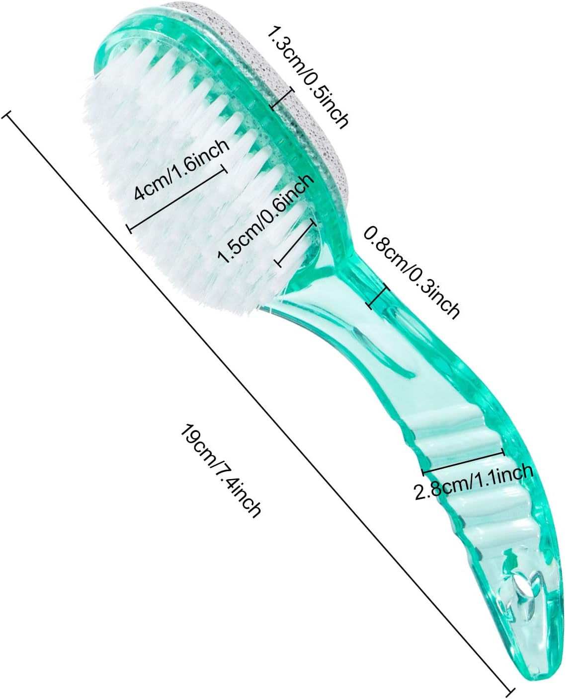 2 Pcs Foot Brush for Shower with Handle 2 in 1,Ooloveminso Large Foot Pumice Stone Brush Scrubber Foot File Calluses Remove Suitable for Horniness Foot Spa,Foot Care Smooth Skin (Green&Transparent)