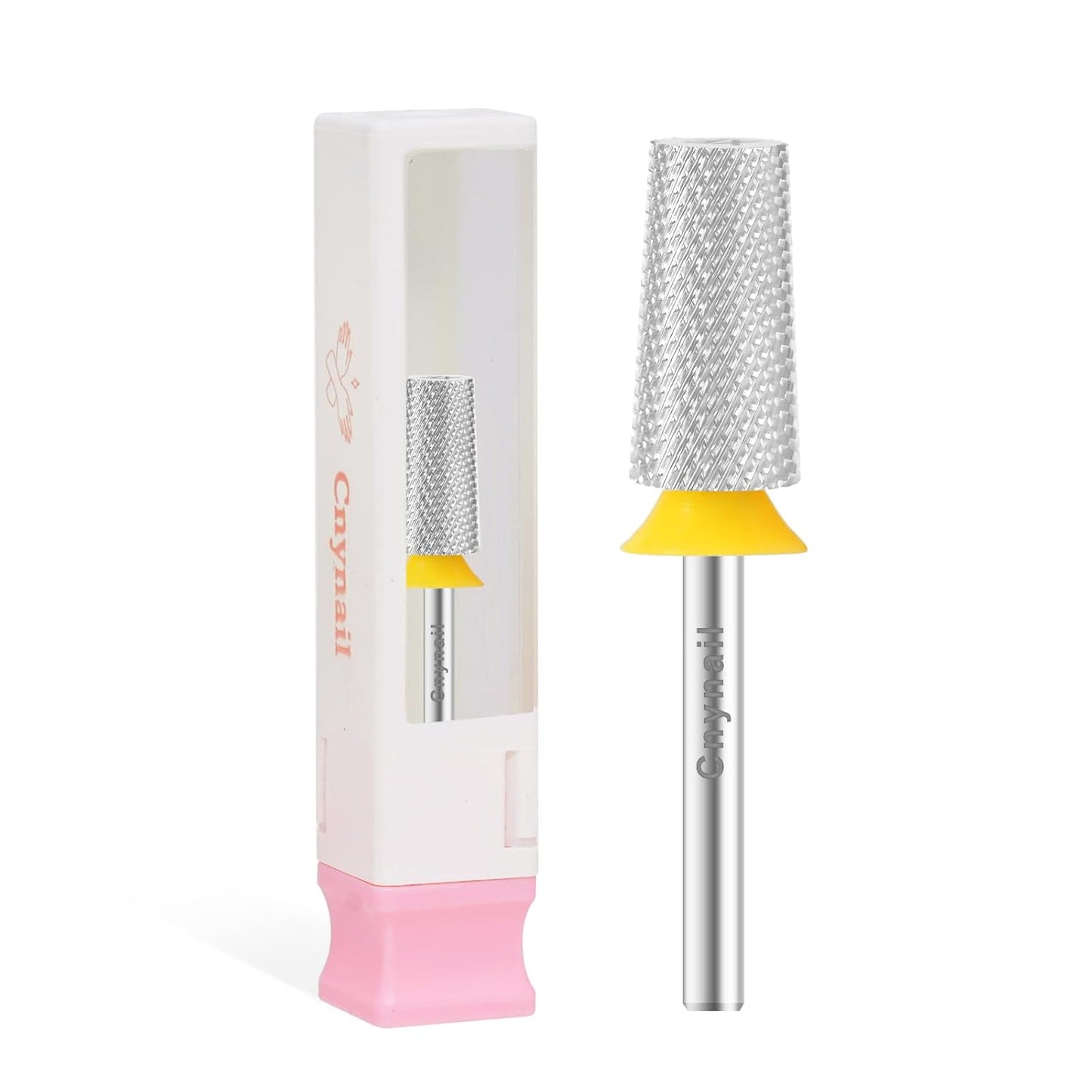 3/32" Large Tapered Barrel Flat Bit Tungsten Carbide Nail Drill Bit Safety Bit for Gel & Acrylic Removal, 2- Way Rotating Efile Tip, Salon Electric File Accessory (XF Girt, Silver)