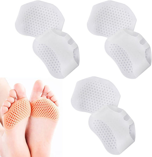 3 Pack Metatarsal Pads for Women and Men, Gel Toe Pads Cushions Forefoot Insoles, Ball of Foot Protect Mortons Neuroma Callus Foot Pain Relief Bunion Silicone Inserts (White, One Size fit All)