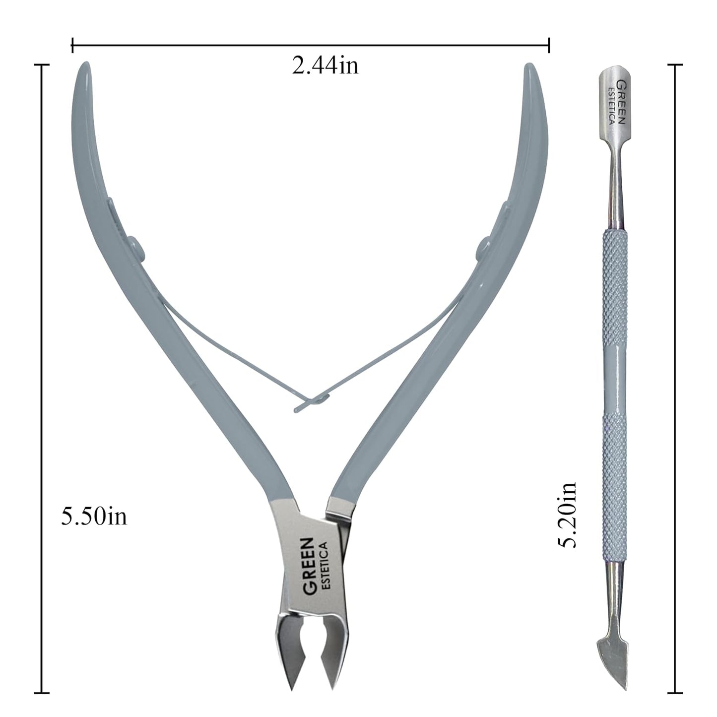 Professional Cuticle Trimmer with Cuticle Pusher Nail Cuticle Remover Nipper Silver Stainless Steel Sharp Blades Manicure Tools with Double Spring Nail Care Pedicure Nail Tools Home Spa (Gray)