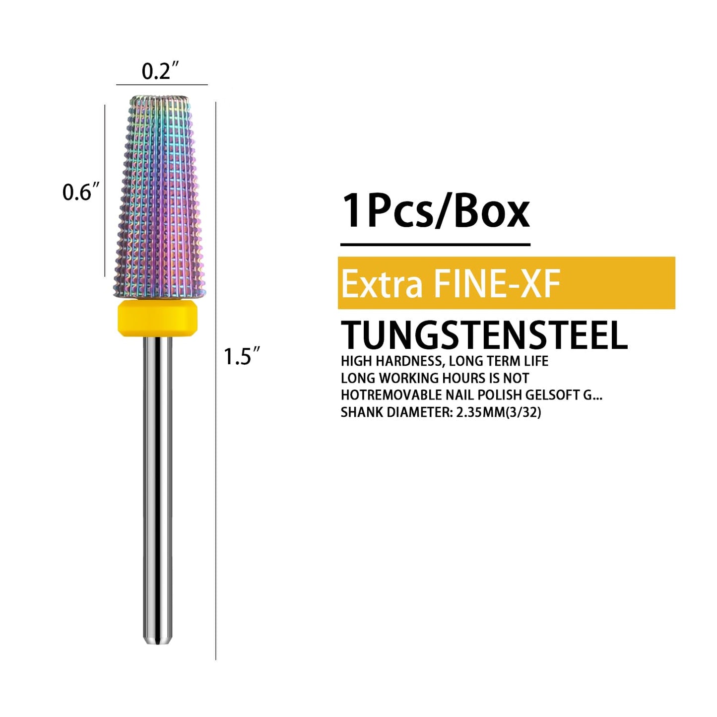 5 in 1 Nail Drill Bits,Rainow Tungsten Carbide Nail Bit bits for Acrylic Hard Gel Nail Fast Remove, Two Way Rotary for Left and Right Handed, Manicure Accessories (XF, Rainbow)