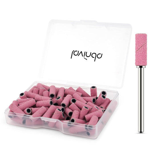 Lavinda Sanding Bands for Nail Drill with 3.1mm Mandrel Bit, 80 Piece Set Mini Small Sanding Bands Nail Drill Bits for Acrylic Nails Gel Manicures and Pedicures (120 Grit, Pink)