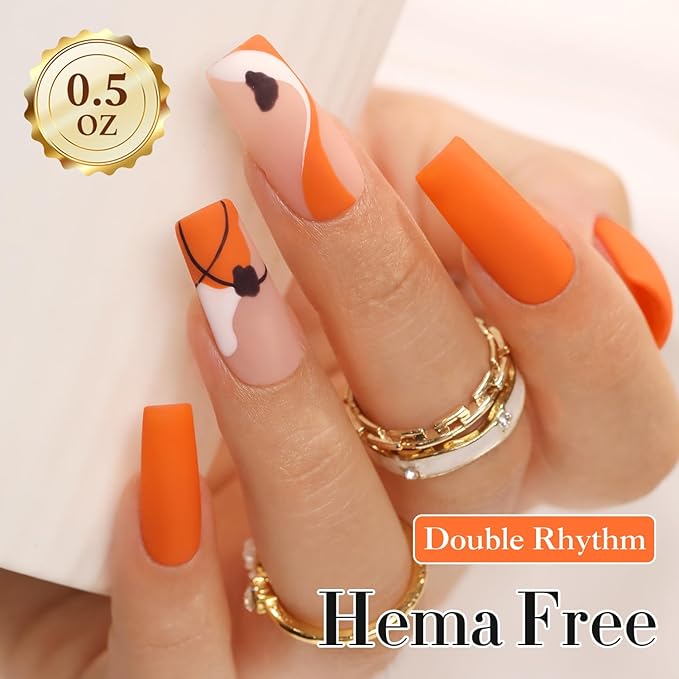Double Rhythm 0.50 OZ Gel Polish Hema Free Same Color Same Bottle Golden Round Translucent Neutral Natural Milky 15 ML Jelly UV Polish Art DIY at Home (Burnt Orange-C1448)