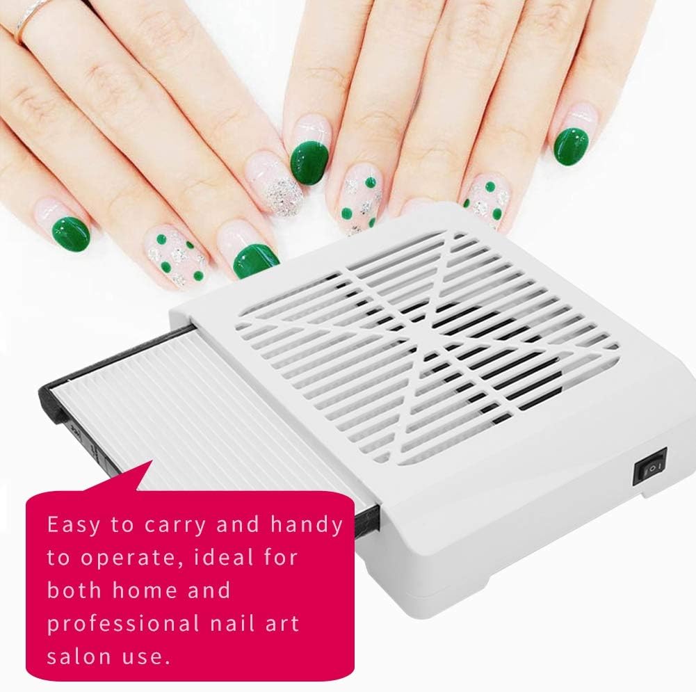 Portable 36W Salon Suction Dust Collector Machine Vacuum Cleaner Tool Vacuum Cleaner Nail Art Accessories with 3 LEDs for Nails Fan Professional Manicure Pedicure Art(White 02)