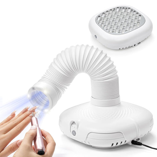 Nail Dust Collector for Nail Tech - 13000RPM Nail Vacuum Dust Collector with 360° Fexible Tube & Reusable Filter - Manicure Dust Cleaner for Acrylic Nail Salon, Home DIY & Crafts