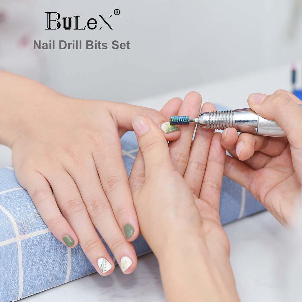 Bulex 7pcs Cuticle Drill Bits for Nails - Professional Efile Nail Drill Bits Set to Remove Gel Polish