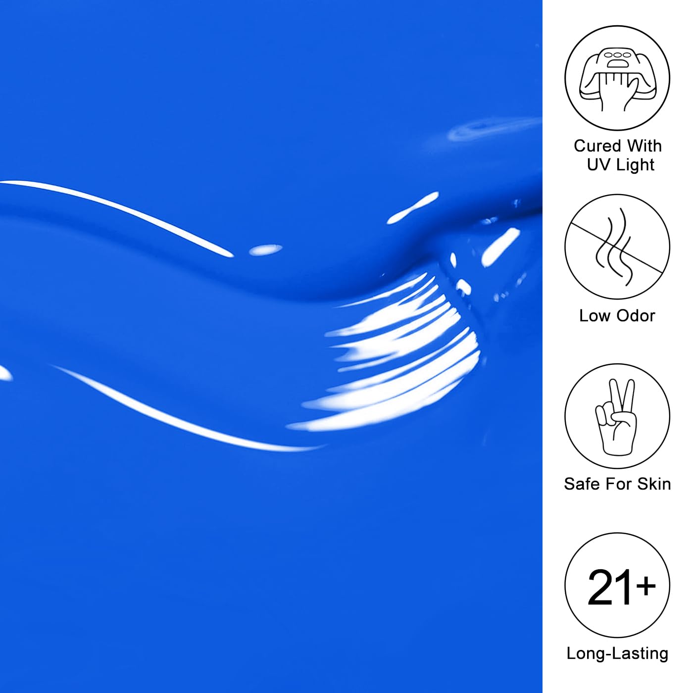 Imtiti Blue Gel Nail Polish, Electric Blue Nail Gel Polish High Gloss Soak Off UV LED Spring Summer Nail Art Manicure Salon DIY Design 10ML