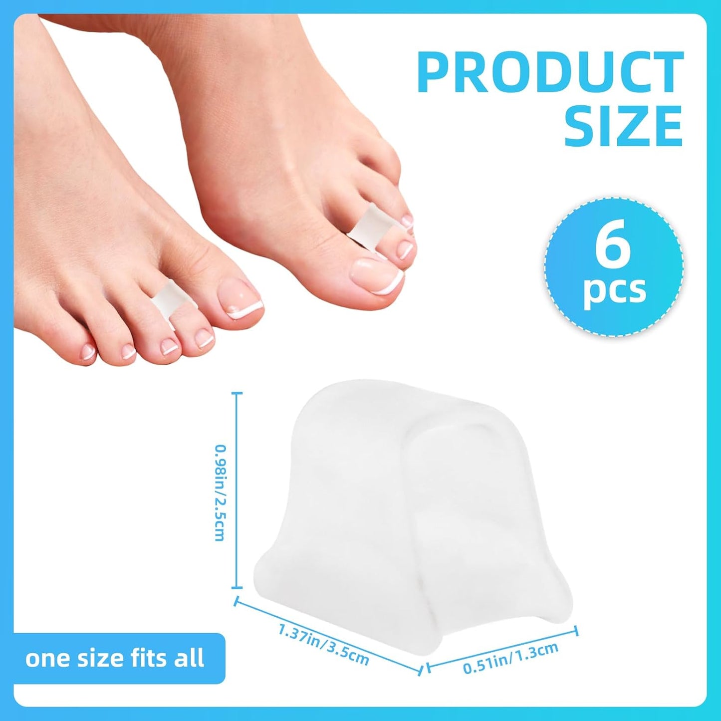 6 Pcs Hammer Toe Corrector,Toe Straighteners For Crooked Toes,Toe Spacers For Women Men,Hammer Toe Corrector For Crooked Toes,Bunion,Hammer Toes(Clear,One Size)