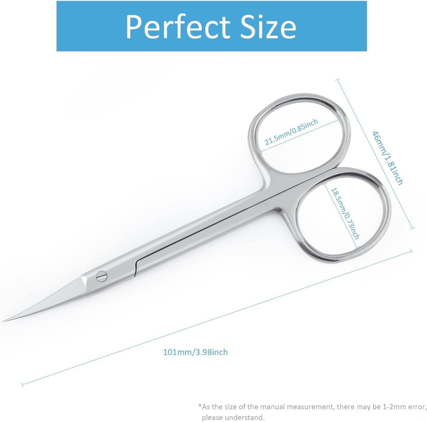 Qunzhao Cuticle Scissors for Women and Men Curved Stainless Steel with Tip Grooming Blades Manicure Nail for Dry Skin Nail Scissors (1)