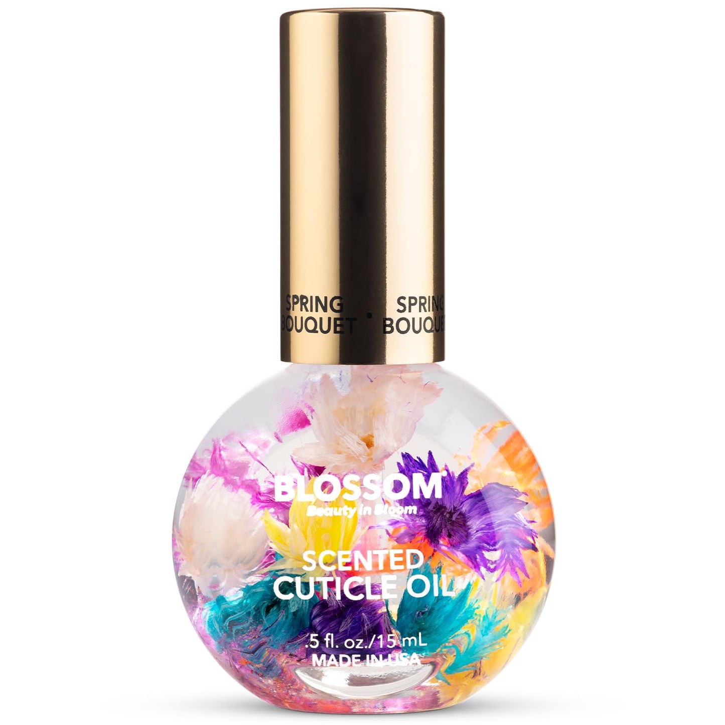 Blossom Cuticle Oil for Nails, Hydrating, Moisturizing, Scented Nail Oil Cuticle Care, Infused with Real Flowers, Made in USA, 0.5 fl. oz, Spring Bouquet