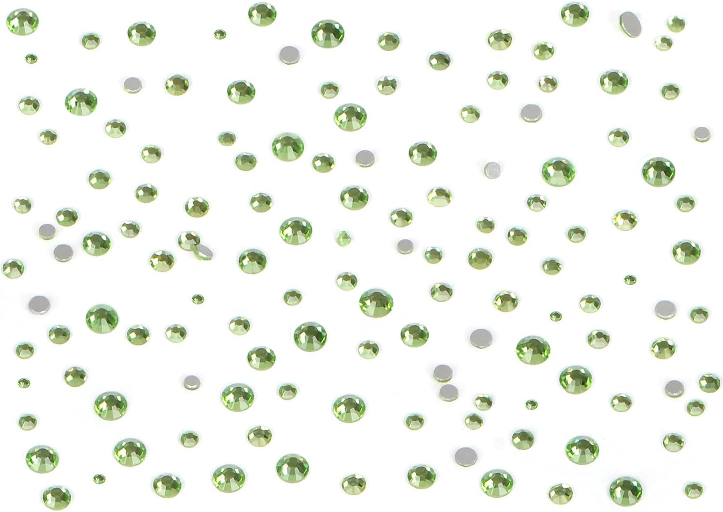 Bymitel 7200 Pieces 6 Mixed Sizes Glue Fix on Glass Rhinestones Round Crystal Gems Flatback for DIY Jewelry Making with one Picking Pen(6-Sizes 7200PCS, Peridot)