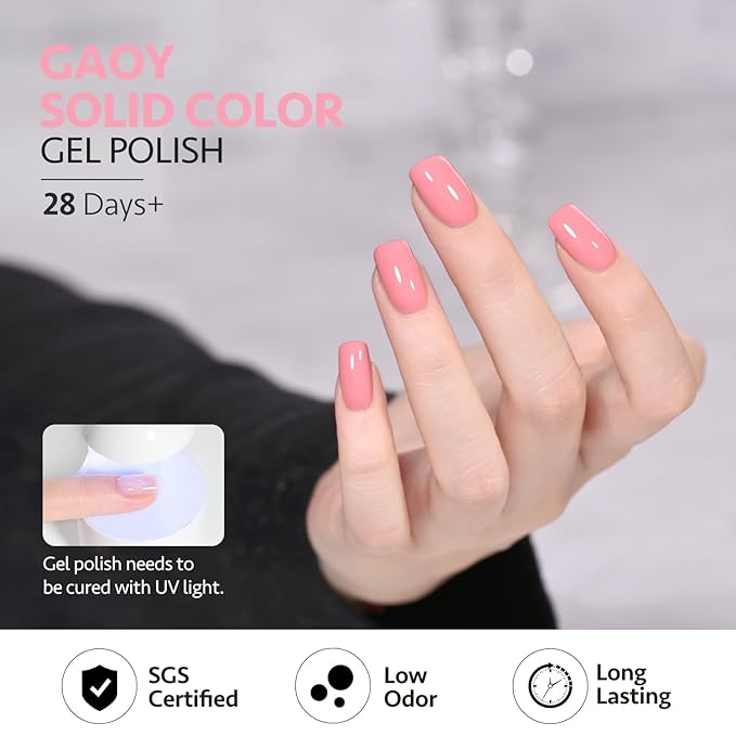 GAOY Pink Gel Nail Polish, 16ml Soak Off Gel Polish, UV Light Cure for Nail Art DIY Manicure at Home, 2015 Cherry Pink