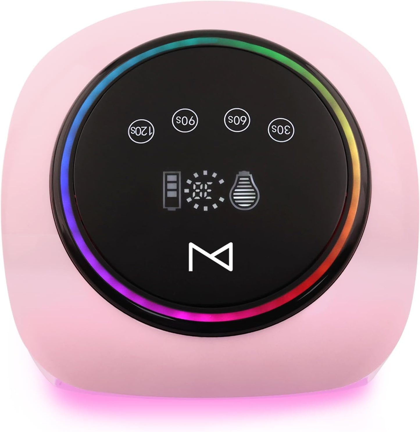 M - HaloLite LED Nail Curing Lamp 98W, 32 LEDs, Wireless Rechargeable with 5200mAh Battery, Fast UV/LED Gel Nail Dryer for Salon & Home Use, Long-Lasting, Portable, Cordless Design (Pink)
