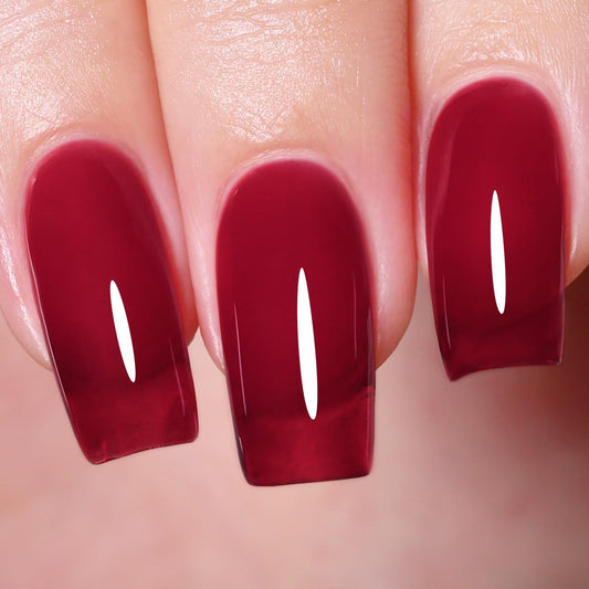 Imtiti Jelly Gel Nail Polish, Dark Red Sheer Jelly Nail Gel Polish Autumn Winter Translucent Art Manicure Soak Off UV LED Salon DIY Design 10ML
