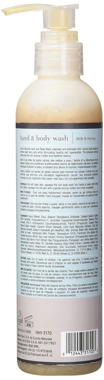 Cuccio Body Butter Wash – Milk & Honey – Silky Hand & Body Detox Wash, 8 oz (Hydrating Cleanser for Soft, Moisturized Skin)
