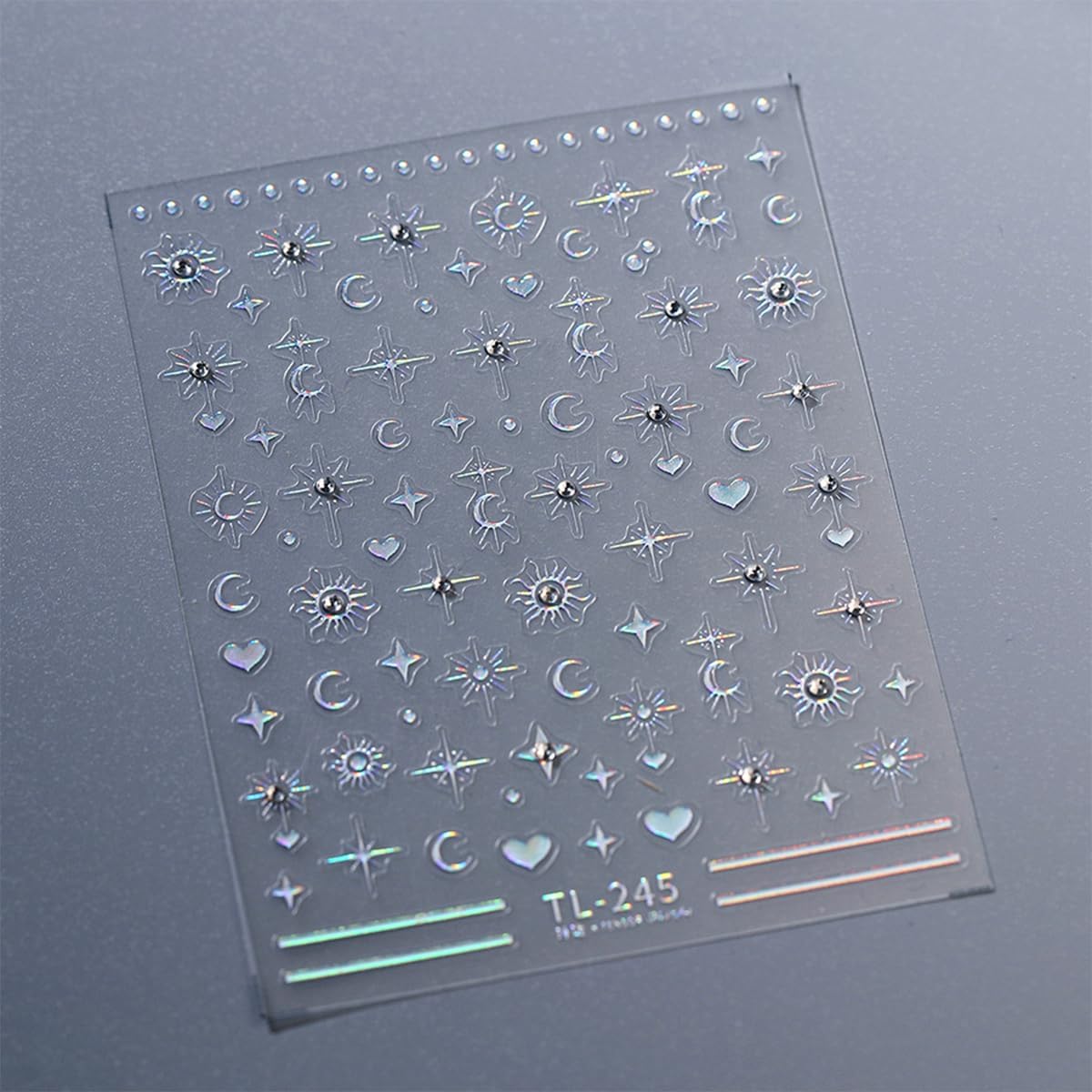 5D Embossed Star Moon Nail Art Stickers Decals Self Adhesive Nail Decals Aurora Star Moon Nail Stickers with Rhinestone Designs Manicure Sliders for Women DIY Nail Art Decorations