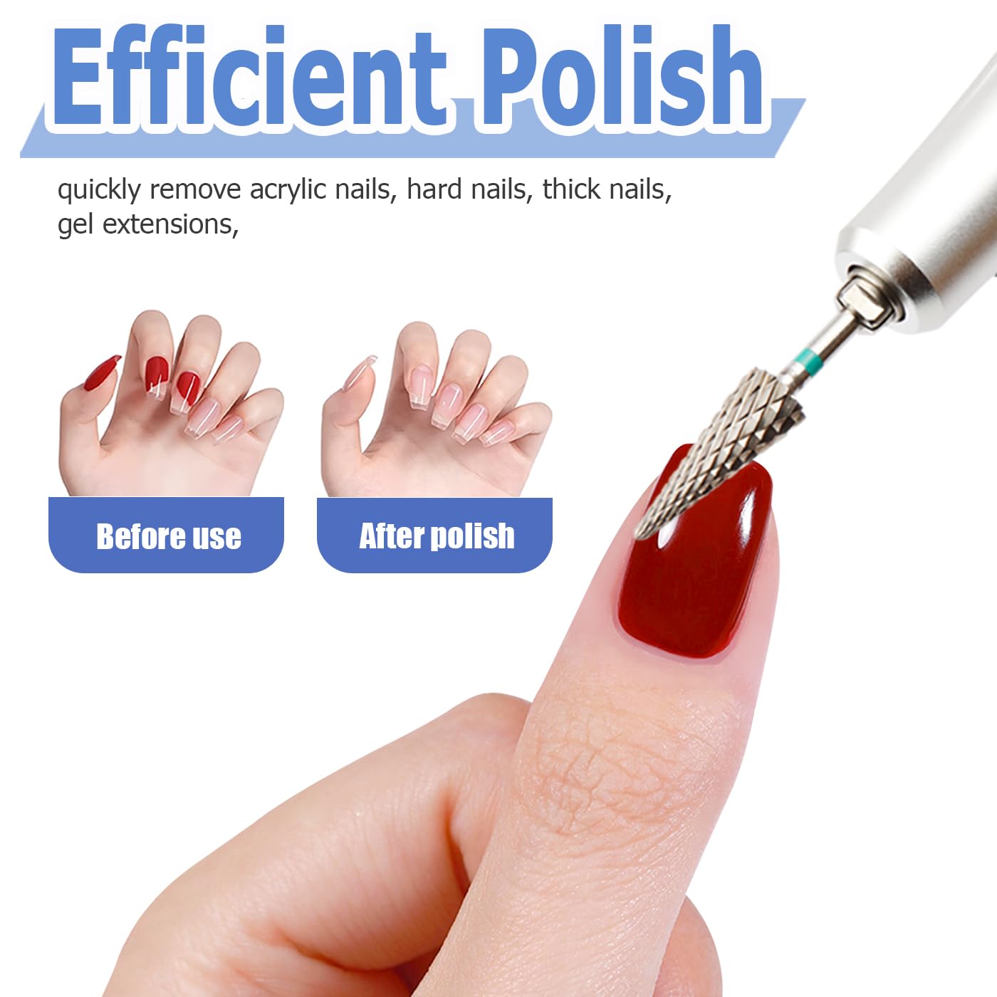 Mesee 5 Pieces Tapered Nib Nail Drill Bit Set, 3/32'' Carbide Tungsten Multi-function Bits Professional Electric Cuticle Drill Bits for Acrylic Gel Nails Polish Cuticle Removal