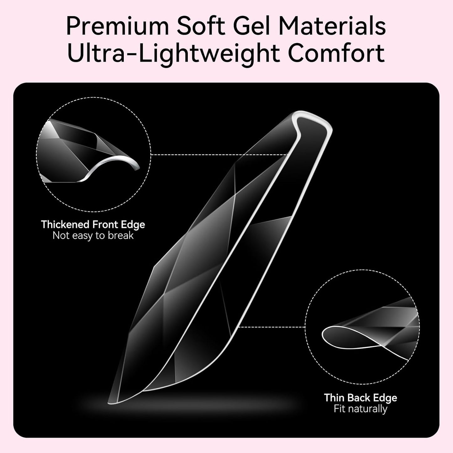 Makartt Short Almond Soft Gel Nail Tips: 120pcs 3D Diamond-Shaped Fake Nails Extension, 12 Sizes Full Cover Clear Press-On Tip, Natural Rhombus Lattice, Suit for Chrome Nail Powder