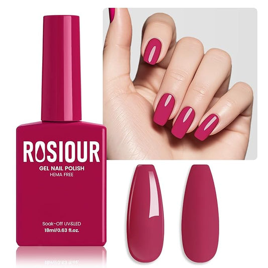 Red HEMA-Free Gel Nail Polish, 18 ML Plum Red Color Gel Polish for Women, Same Color Same Bottle Soak Off U V Gel Polish, Long-Lasting Professional Gel for Nail Art Salon & Home DIY Manicure
