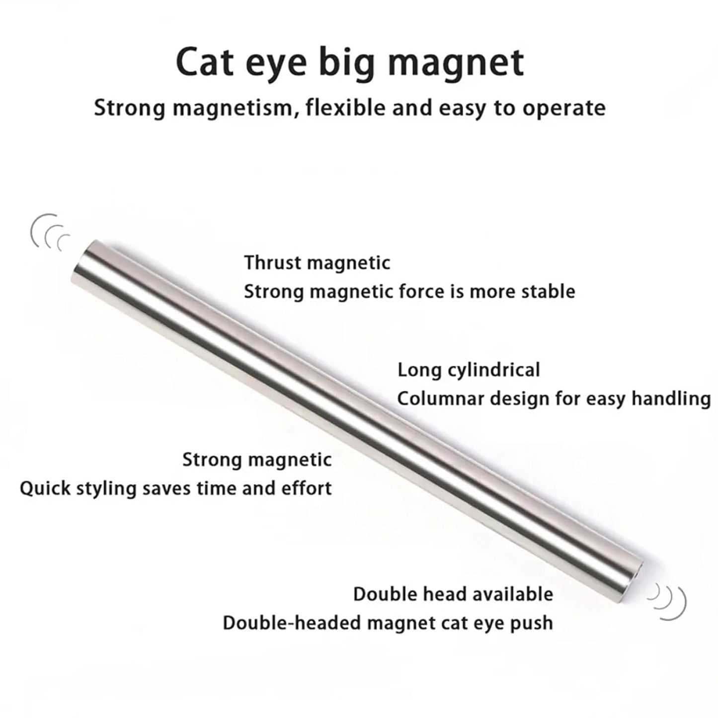 4 Pieces Extra Large Cylindrical Cat Eye Magnet for Nails Double-Head Magnetic Gel Polish Stick Multi-Function Nail Magnet Strong Magic Cat Eye Manicure Design Tool
