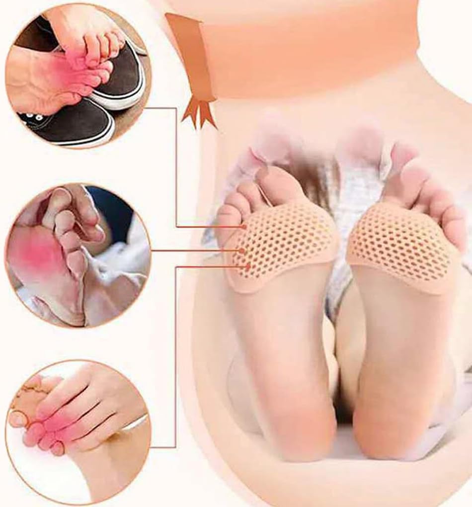 3 Pack Metatarsal Pads for Women and Men, Gel Toe Pads Cushions Forefoot Insoles, Ball of Foot Protect Mortons Neuroma Callus Foot Pain Relief Bunion Silicone Inserts (White, One Size fit All)