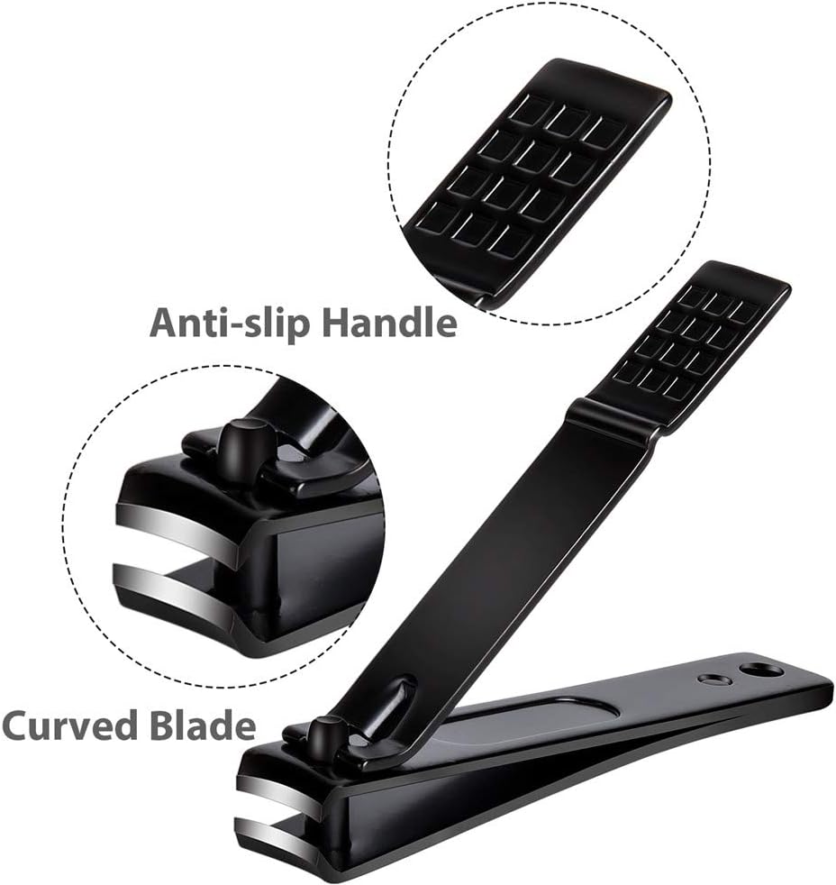 Nail Clippers Set, Sharp Stainless Steel Fingernail and Toenail Clippers, Nail Clippers for Thick Nails or Ingrown Nails, Perfect 3 PCS Black Nail Cutter for Men and Women.