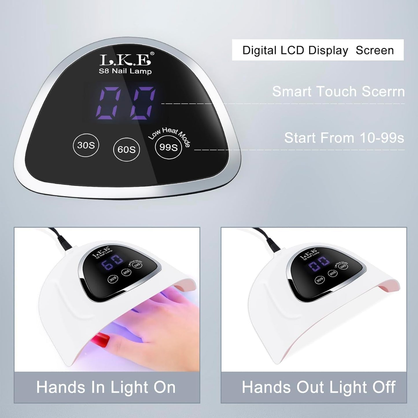 UV Nail Lamp, LKE 72W UV LED Nail Lamp Nail Dryer UV Light for Nails with 3 Timer Setting & LCD Touch Display Screen for Home and Salon Use
