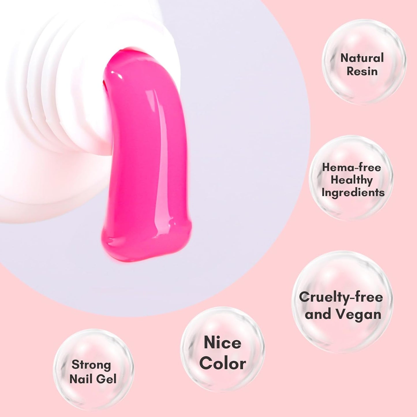 Makartt Poly Nail Gel, Hema-Free Gel Builder for Extension, Dark Hot Pink Color 50ML, Natural-Looking Strengthener 3D Diy Hard Gel Salon Manicures Supplies At Home-Flamingo