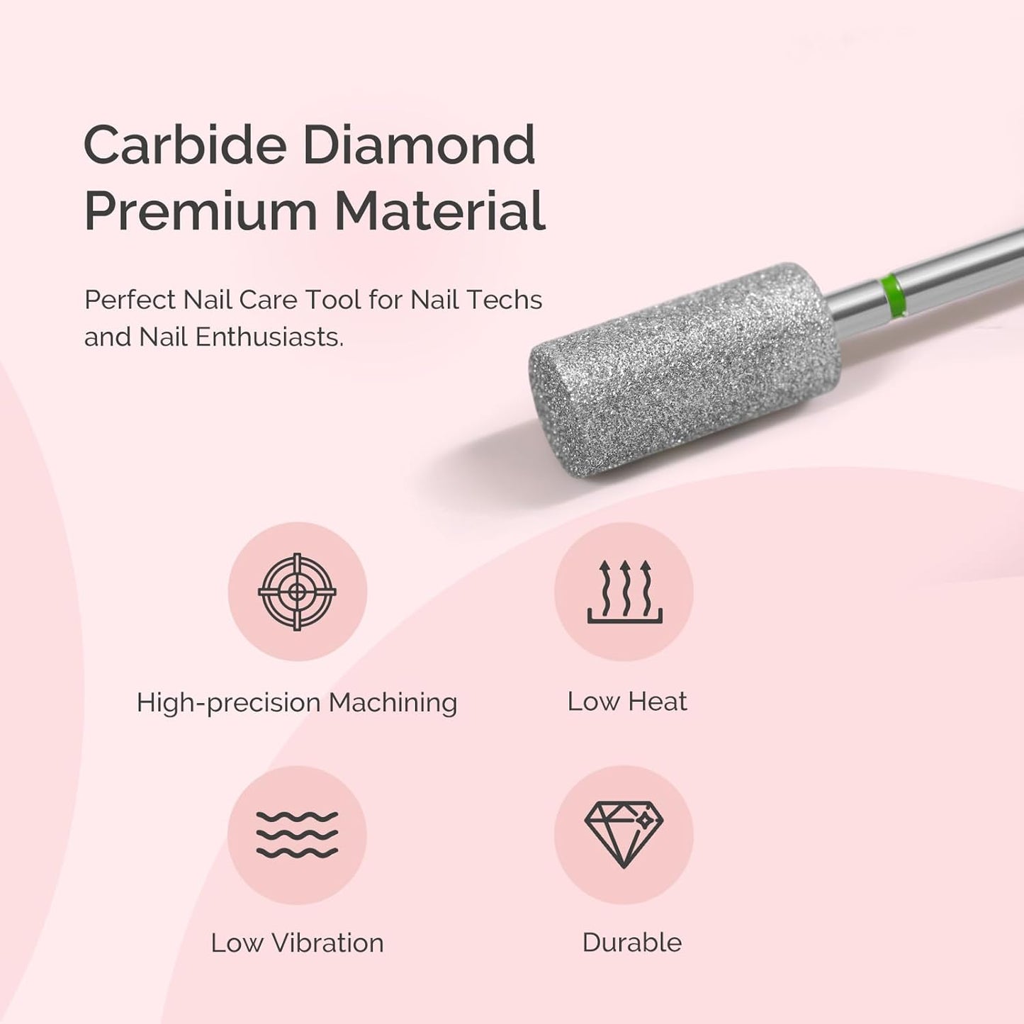 MelodySusie 6.5mm Barrel Shape Cuticle Clean Nail Drill Bit 3/32'', Professional Safety Carbide Diamond Under Nail Cleaner for Cuticle Dead Skin Nail Prepare, Beginners Bits, Series Bit-S, Coarse