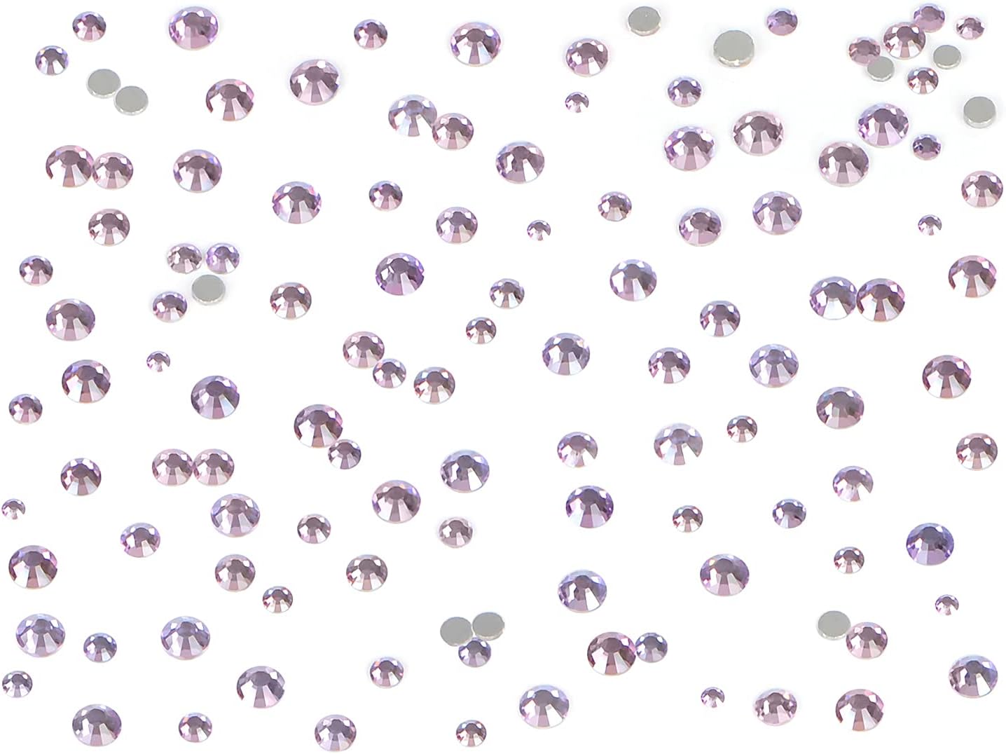 Bymitel 7200 Pieces 6 Mixed Sizes Glue Fix on Glass Rhinestones Round Crystal Gems Flatback for DIY Jewelry Making with one Picking Pen(6-Sizes 7200PCS, Green Pink)