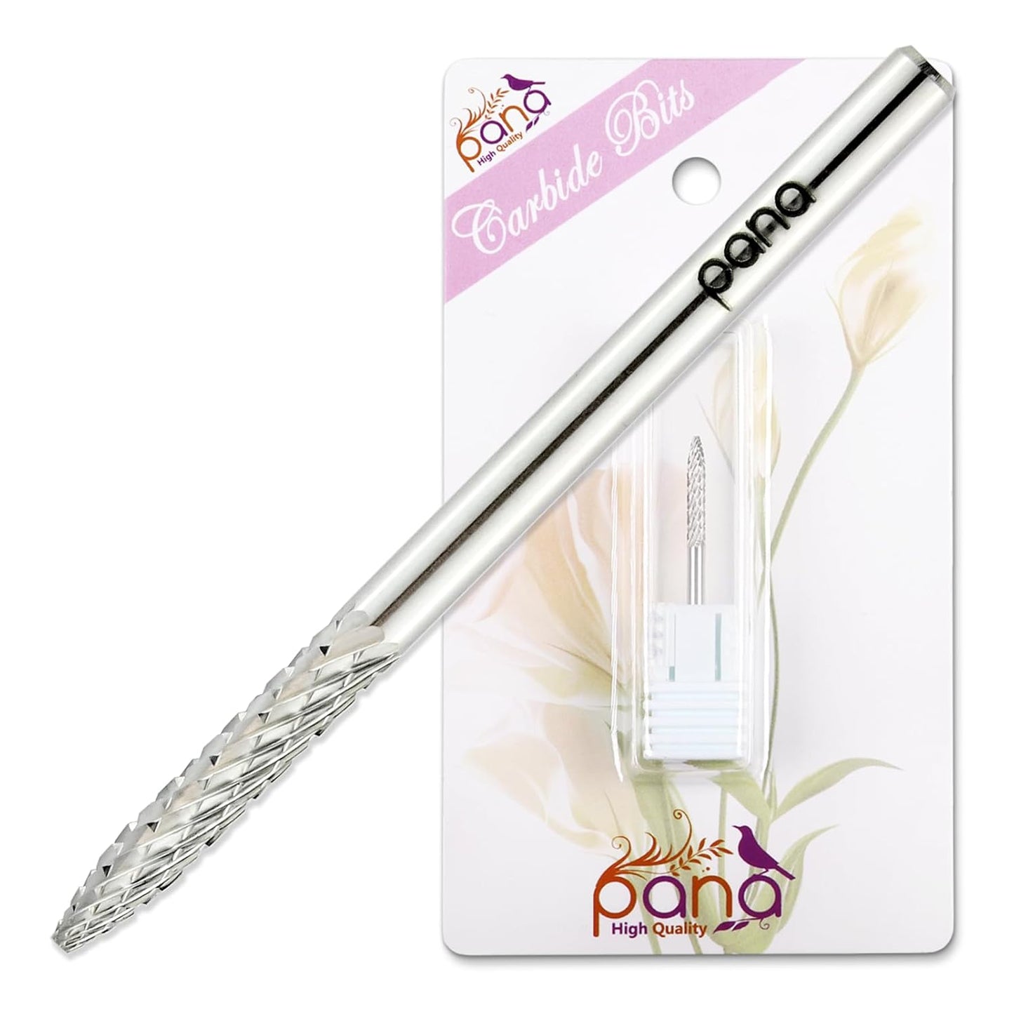 PANA 3/32" Carbide Cuticle Nail Drill Bit for Cuticle Cleaning, Dead Skin Removal, Gel Polish & Acrylic Removal, Under Nail Cleaner, Nail Salon, Manicure Tools (UNC - Silver, Medium)