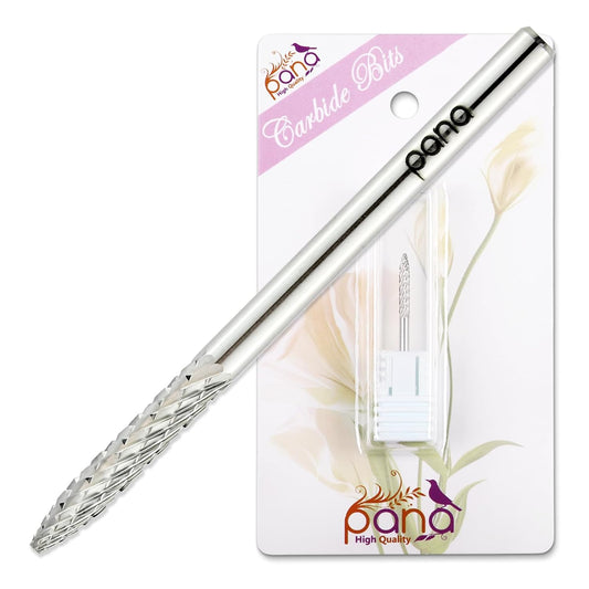 PANA 3/32" Carbide Cuticle Nail Drill Bit for Cuticle Cleaning, Dead Skin Removal, Gel Polish & Acrylic Removal, Under Nail Cleaner, Nail Salon, Manicure Tools (UNC - Silver, Medium)
