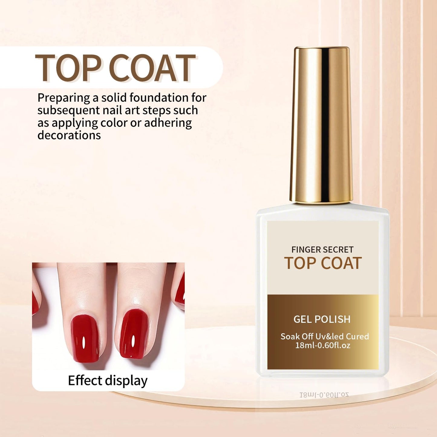18ml/0.60floz Top Coat for Gel Nail Polish,Quick Dry Clear Nail Polish,Nail Supplies for DIY in Salon or Home Use.