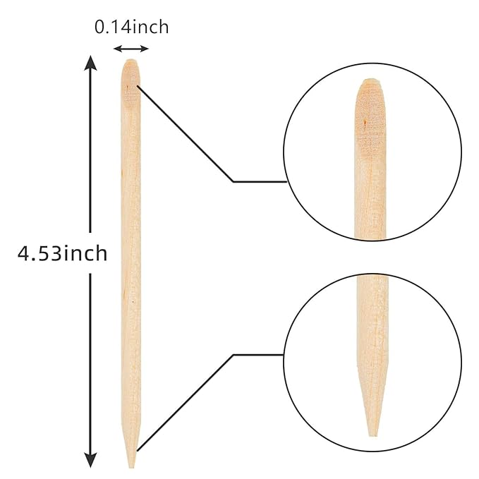 Maitys 500 Pcs Orange Wood Sticks for Nails 4.53 Inch Double Sided Wooden Cuticle Pusher Sticks Disposable Orangewood Nail Stick Manicure Pedicure Tool Wax Stick for Waxing for Home and Salon
